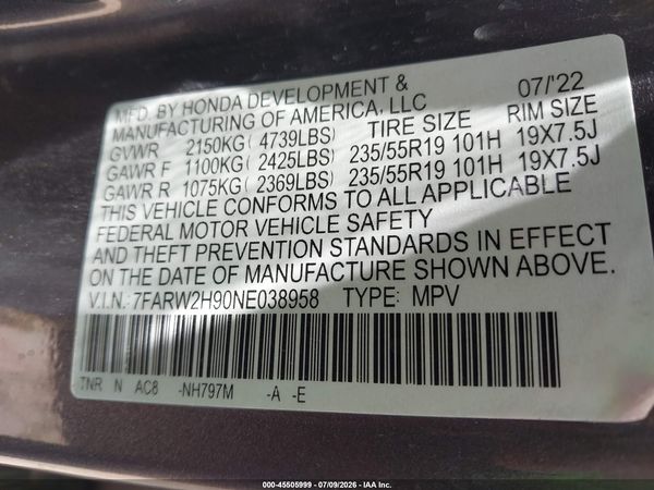 2022 HONDA CR-V AWD TOURING
