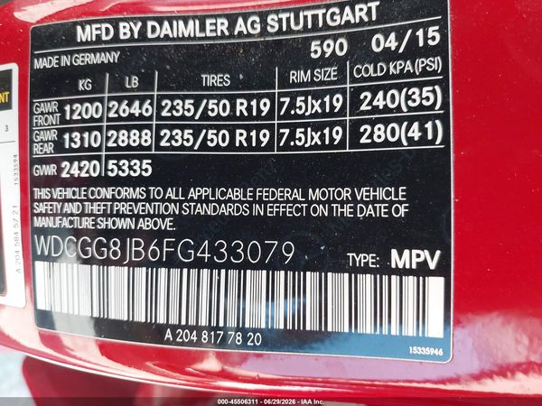 2015 MERCEDES-BENZ GLK 350 4MATIC