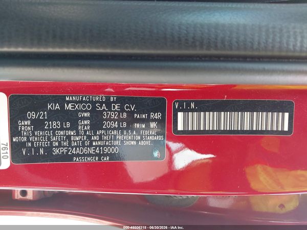 2022 KIA FORTE LXS