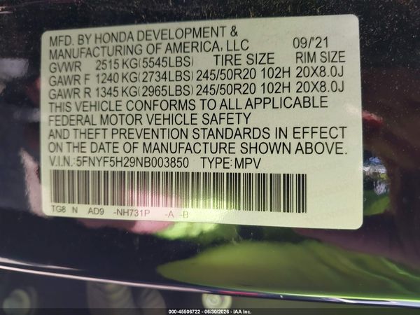 2022 HONDA PILOT 2WD SPECIAL EDITION