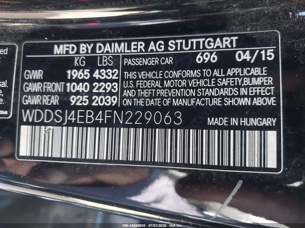 2015 MERCEDES-BENZ CLA 250 CLA250