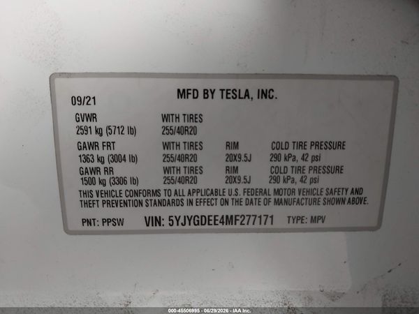 2021 TESLA MODEL Y