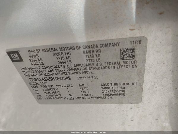 2017 CHEVROLET EQUINOX L — I9