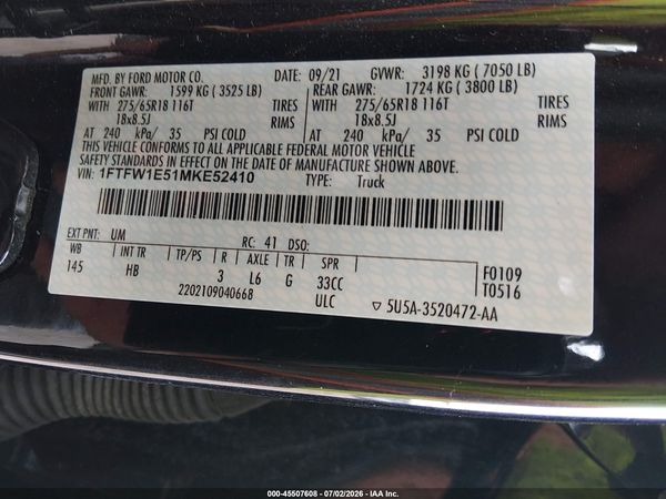 2021 FORD F-150 LARIAT