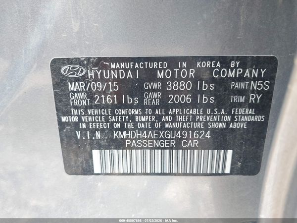 2016 HYUNDAI ELANTRA