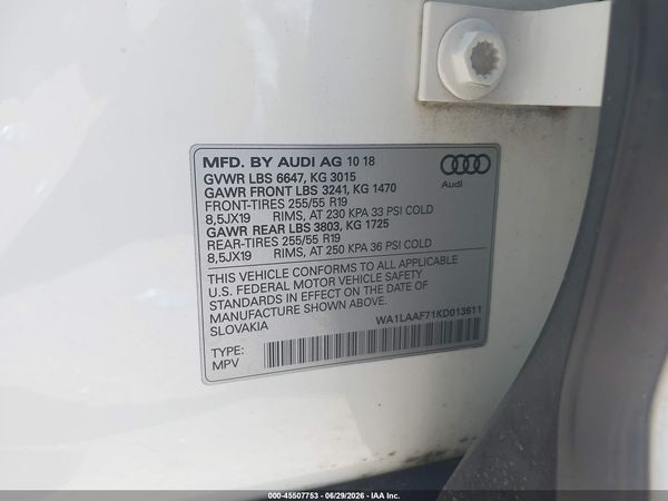 2019 AUDI Q7 55 PREMIUM/55 SE PREMIUM