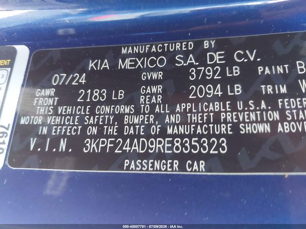 2024 KIA FORTE LXS