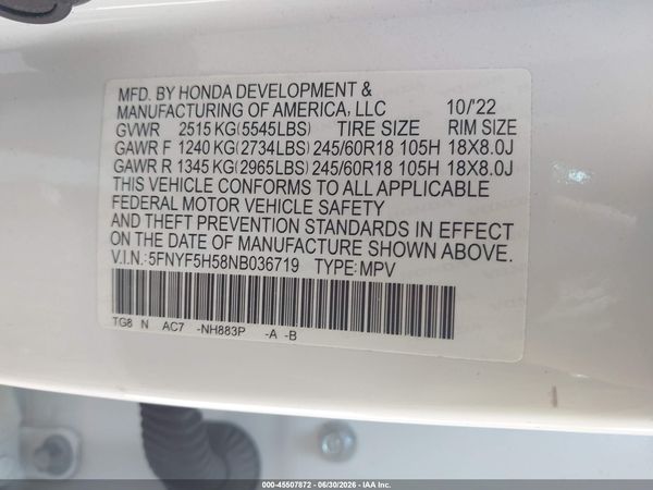 2022 HONDA PILOT 2WD EX-L