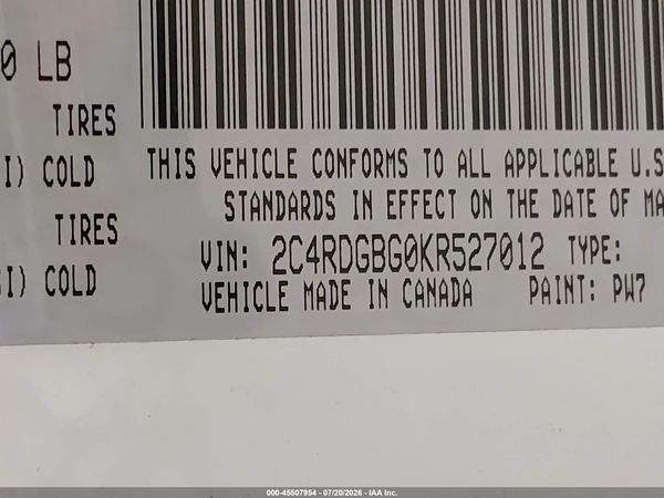 2019 DODGE GRAND CARAVAN SE — I9