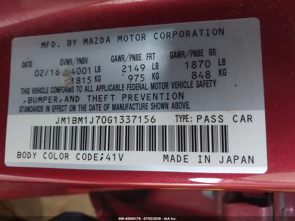 2016 MAZDA MAZDA3 I SPORT