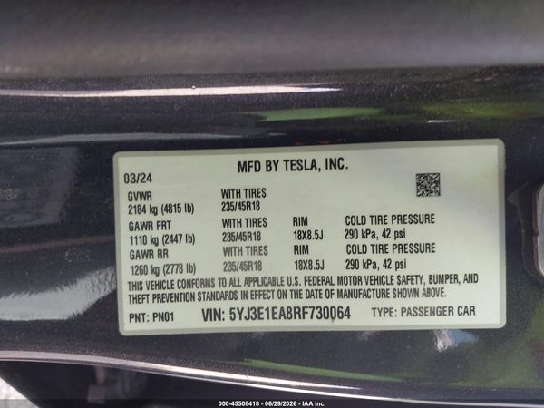 2024 TESLA MODEL 3