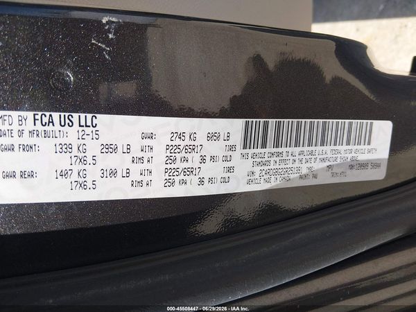 2016 DODGE GRAND CARAVAN SE — I9