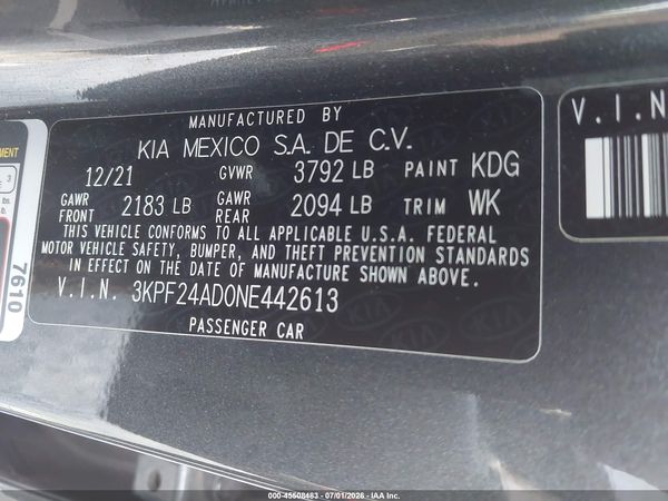 2022 KIA FORTE LXS