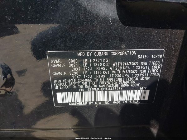 2019 SUBARU ASCENT TOURING