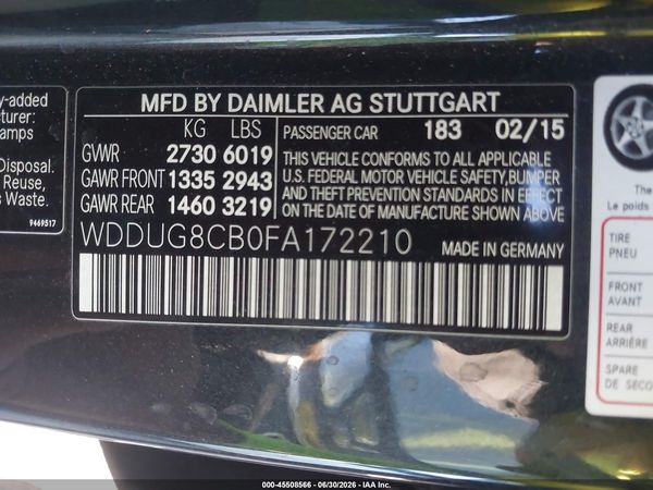 2015 MERCEDES-BENZ S 550 S550