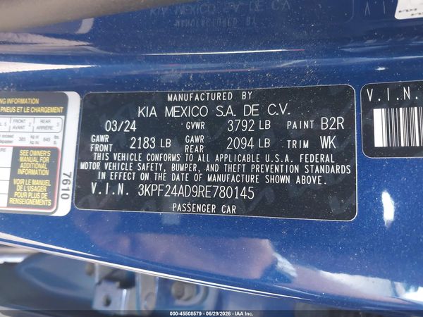 2024 KIA FORTE LXS