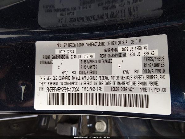 2024 MAZDA MAZDA3 2.5 S SELECT SPORT