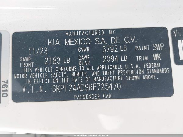 2024 KIA FORTE LXS