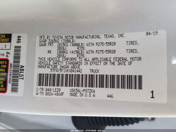 2019 TOYOTA TUNDRA PLATINUM 5.7L V8