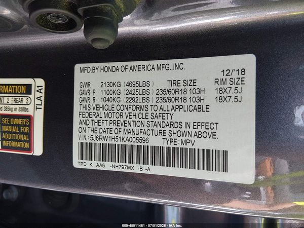 2019 HONDA CR-V EX