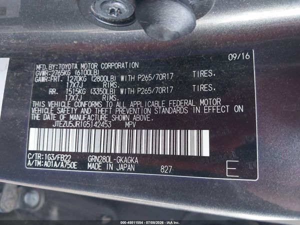 2016 TOYOTA 4RUNNER SR5