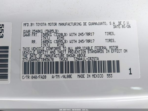2026 TOYOTA TACOMA SR