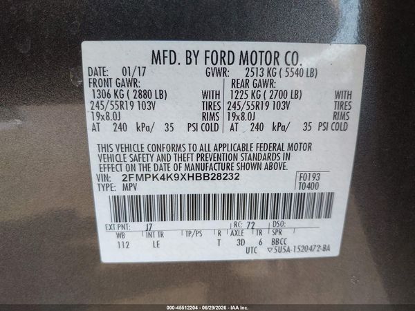 2017 FORD EDGE TITANIUM