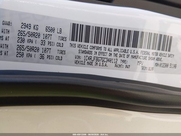 2016 JEEP GRAND CHEROKEE LIMITED