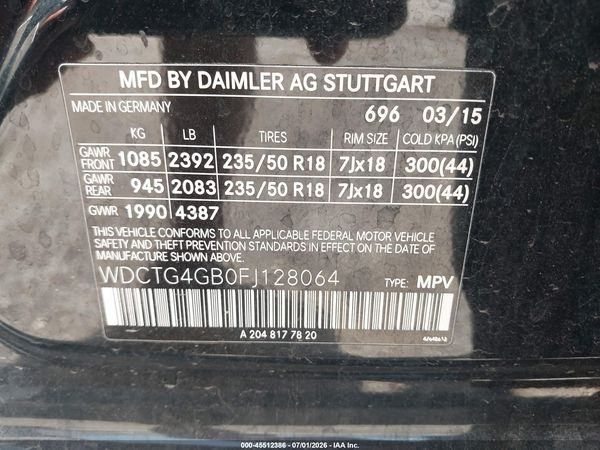 2015 MERCEDES-BENZ GLA 250 4MATIC