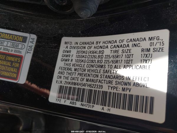 2015 HONDA CR-V EX