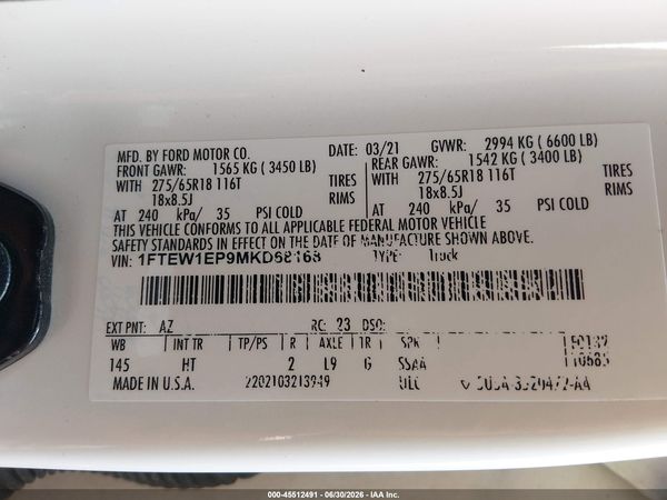 2021 FORD F-150 LARIAT