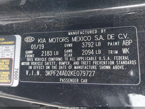 2019 KIA FORTE FE