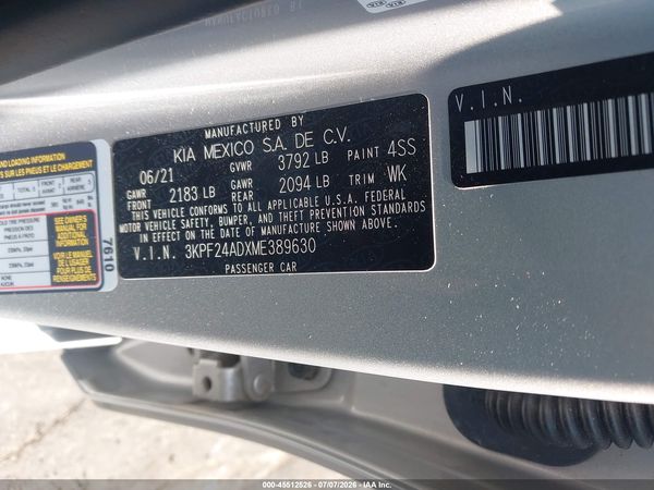 2021 KIA FORTE LXS