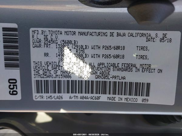 2018 TOYOTA TACOMA LIMITED