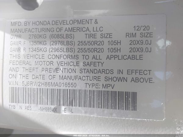 2020 HONDA CR-V AWD EX-L