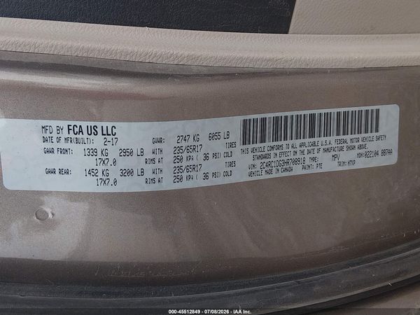 2017 CHRYSLER PACIFICA TOURING