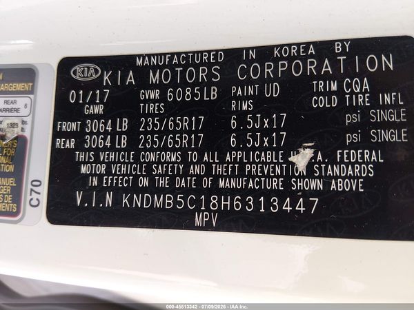 2017 KIA SEDONA LX