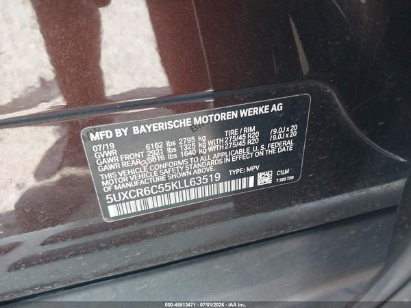2019 BMW X5 XDRIVE40I — I9