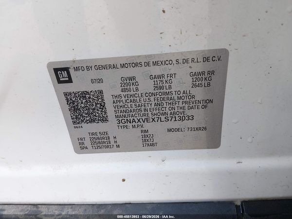 2020 CHEVROLET EQUINOX AWD LT 2.0L TURBO — I9