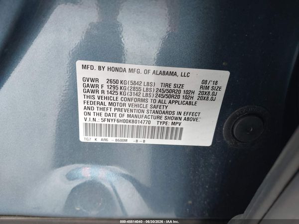 2019 HONDA PILOT ELITE