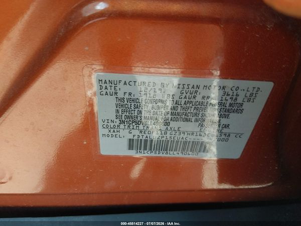 2020 NISSAN KICKS SR XTRONIC CVT — I9