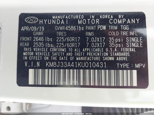 2019 HYUNDAI TUCSON VALUE