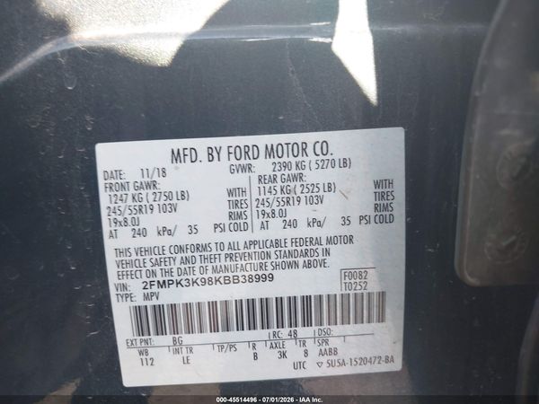2019 FORD EDGE TITANIUM — I9