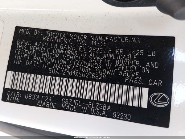 2025 LEXUS ES 350 F SPORT HANDLING