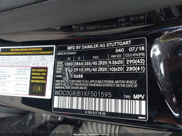 2019 MERCEDES-BENZ AMG GLC 63 4MATIC