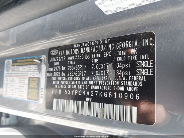 2019 KIA SORENTO 2.4L L
