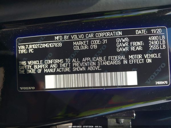 2021 VOLVO S60 T5 MOMENTUM