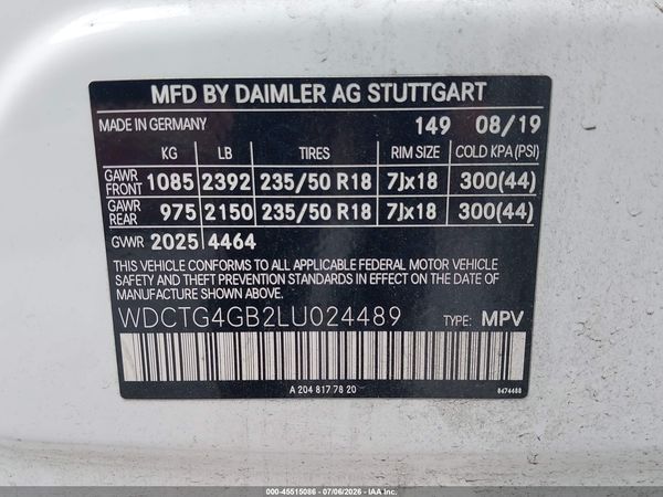 2020 MERCEDES-BENZ GLA 250 4MATIC