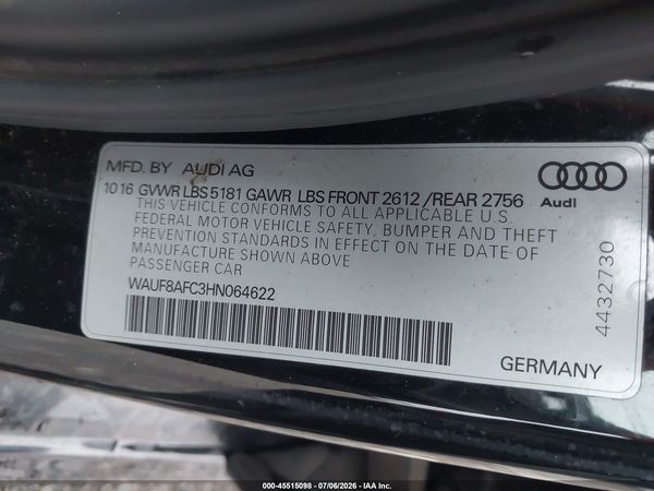 2017 AUDI A6 PREMIUM