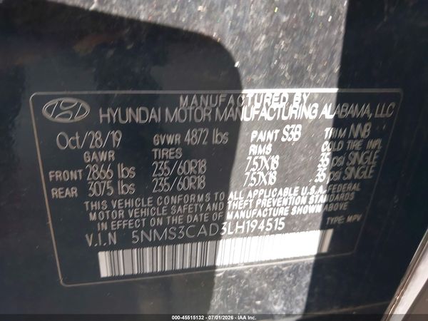 2020 HYUNDAI SANTA FE SEL